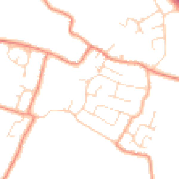 Daytime road noise heatmap for PE24 5LY