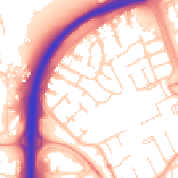 Daytime road noise heatmap for PE3 7LG