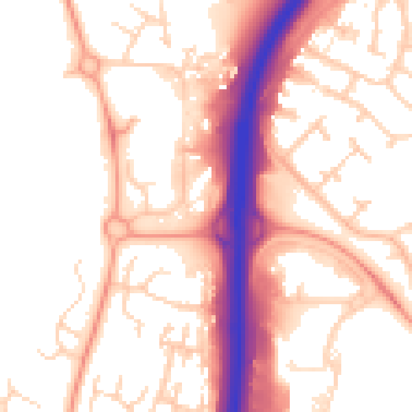 Daytime road noise heatmap for PE3 8AU