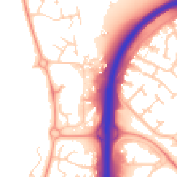 Daytime road noise heatmap for PE3 8DU