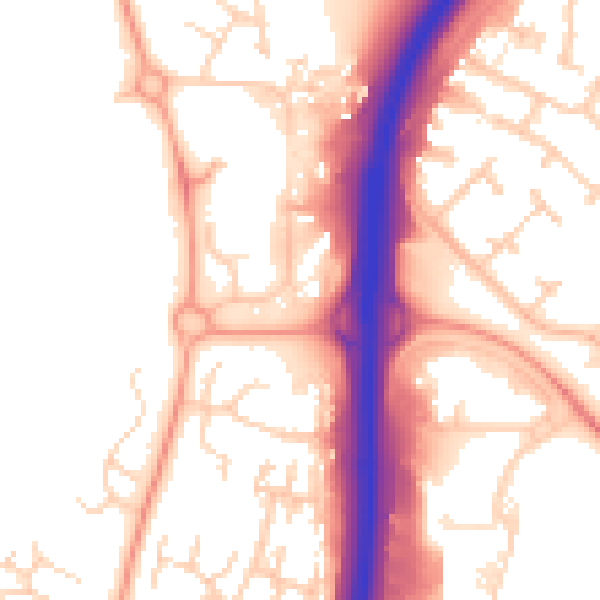 Daytime road noise heatmap for PE3 8DZ