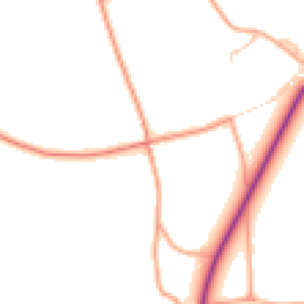 Daytime road noise heatmap for PE32 2TJ
