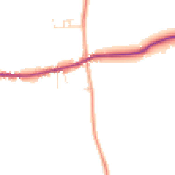 Daytime road noise heatmap for PE33 9ER