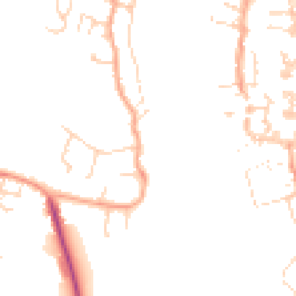 Daytime road noise heatmap for PE34 3JE