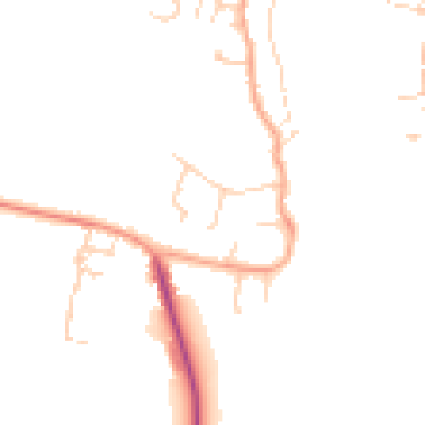 Daytime road noise heatmap for PE34 3JY