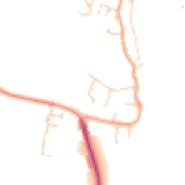 Daytime road noise heatmap for PE34 3JZ