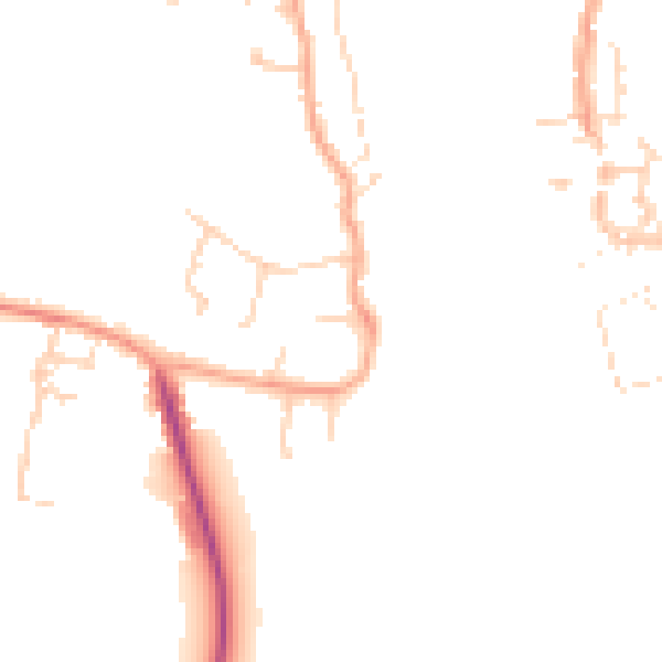 Daytime road noise heatmap for PE34 3LA