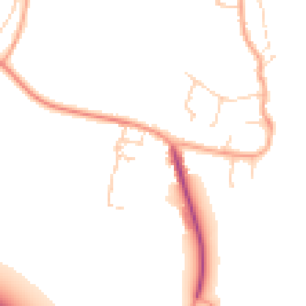 Daytime road noise heatmap for PE34 3LU