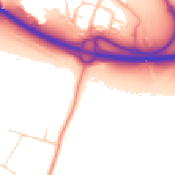 Daytime road noise heatmap for PE34 3RA