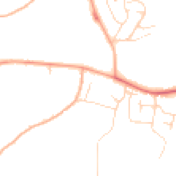 Daytime road noise heatmap for PE34 4DP