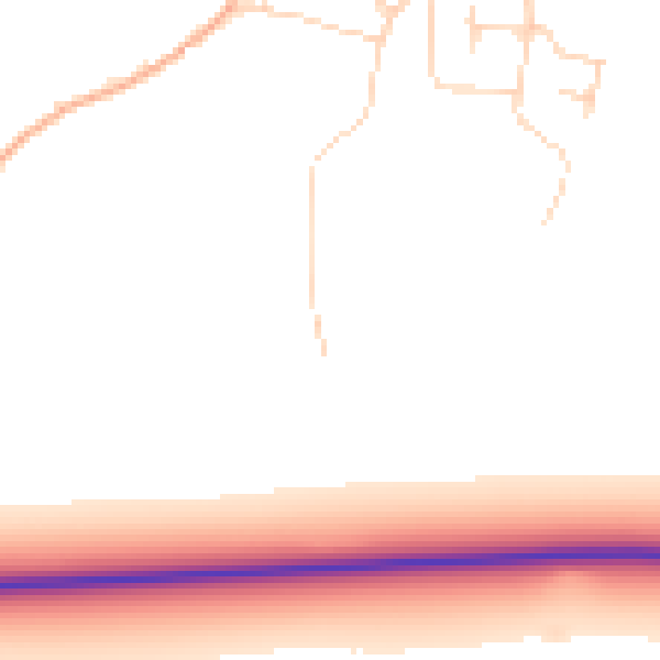Daytime road noise heatmap for PE34 4DZ
