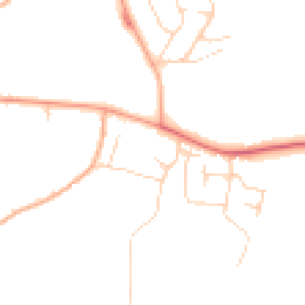 Daytime road noise heatmap for PE34 4EB