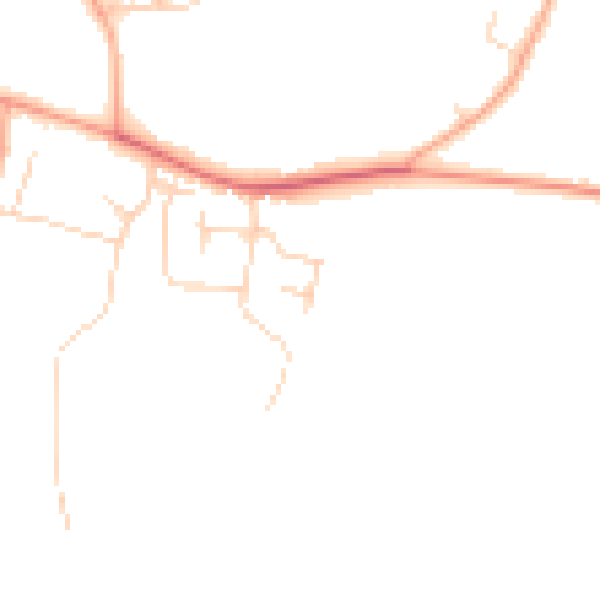 Daytime road noise heatmap for PE34 4EN