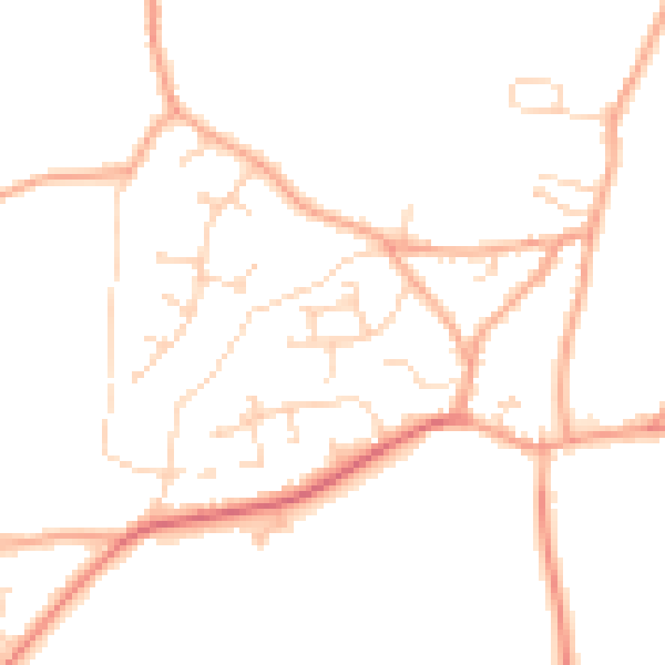Daytime road noise heatmap for PE34 4NQ