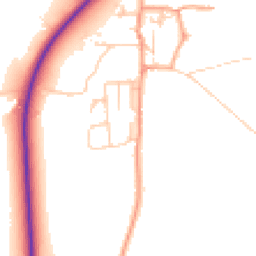 Daytime road noise heatmap for PE38 0JX