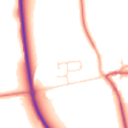 Daytime road noise heatmap for PE6 7LD