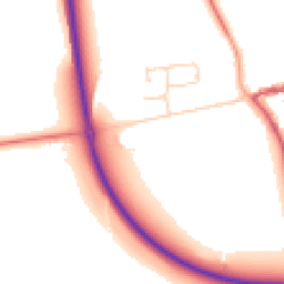 Daytime road noise heatmap for PE6 7NU