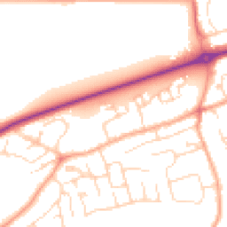 Daytime road noise heatmap for PE6 7XY