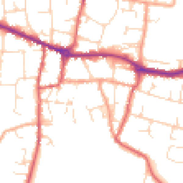 Daytime road noise heatmap for PE7 1AD