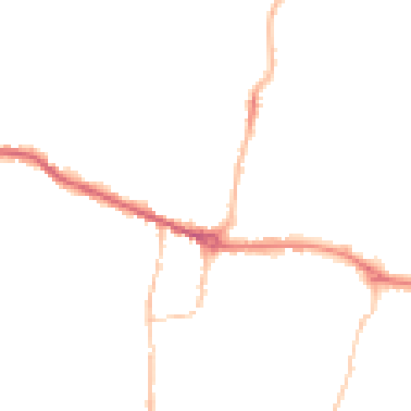 Night-time road noise heatmap for PE7 1AS