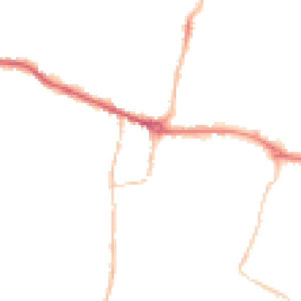 Night-time road noise heatmap for PE7 1HA