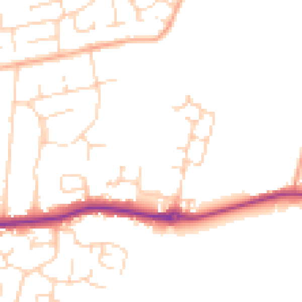 Daytime road noise heatmap for PE7 2GA