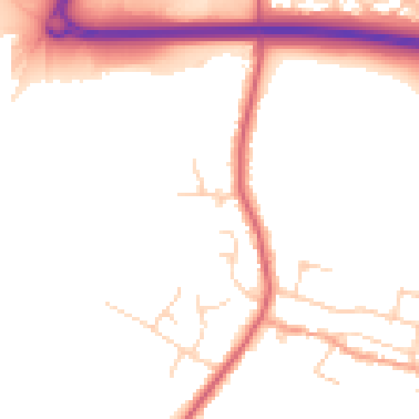 Daytime road noise heatmap for PE7 3BL