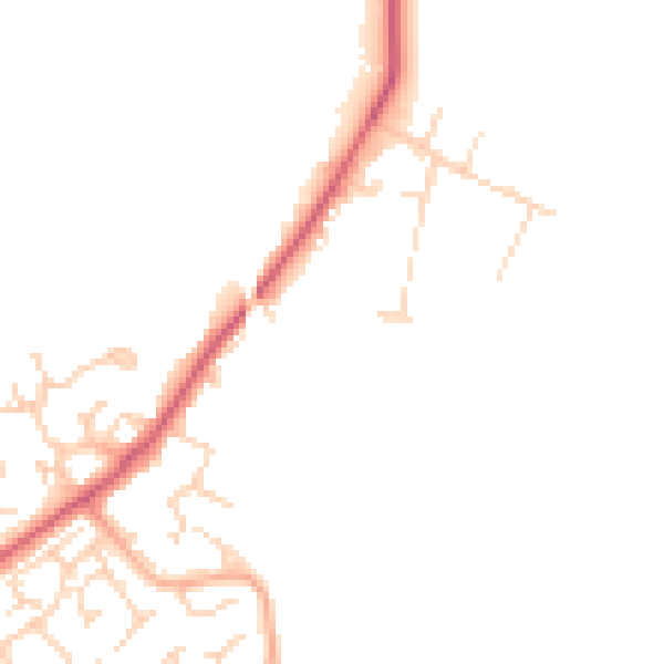 Daytime road noise heatmap for PE7 7AT