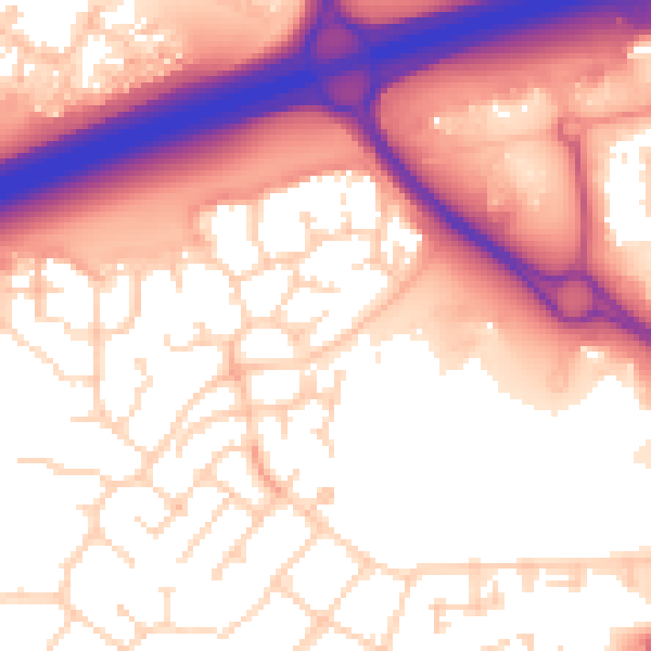 Daytime road noise heatmap for PE7 8AL