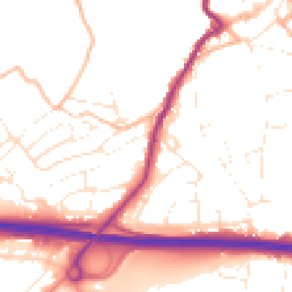 Daytime road noise heatmap for PL15 7AU