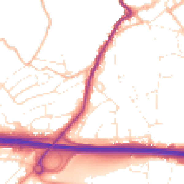 Daytime road noise heatmap for PL15 7BJ
