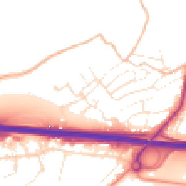 Daytime road noise heatmap for PL15 7DW