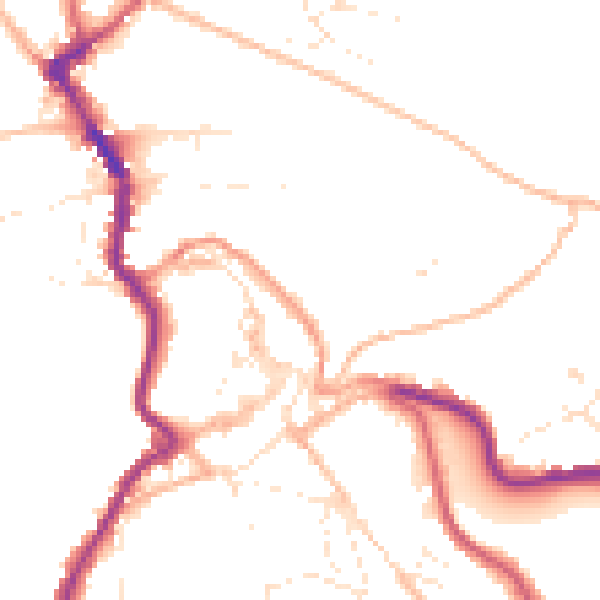 Daytime road noise heatmap for PL15 8BW