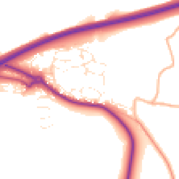 Daytime road noise heatmap for PL15 9LW