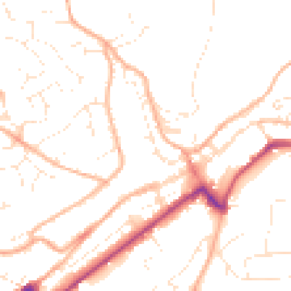 Daytime road noise heatmap for PL19 0DU