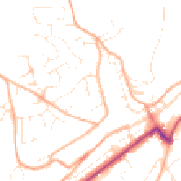 Daytime road noise heatmap for PL19 0EZ