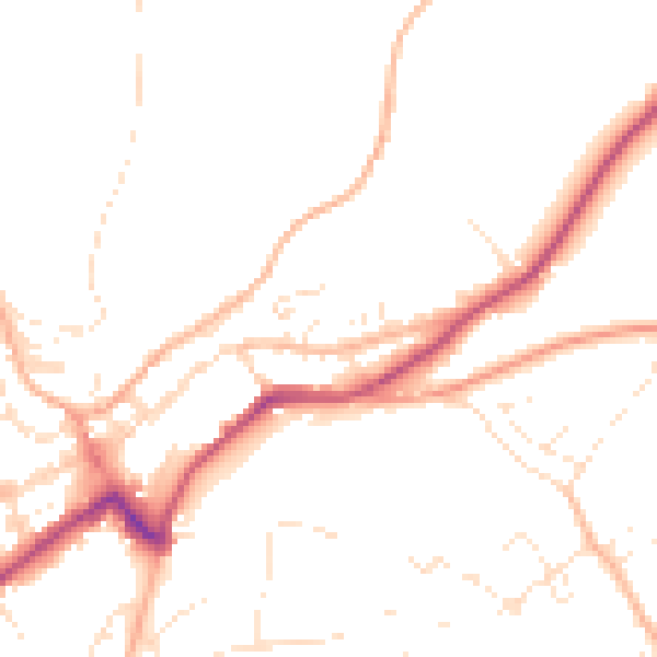 Daytime road noise heatmap for PL19 0RJ