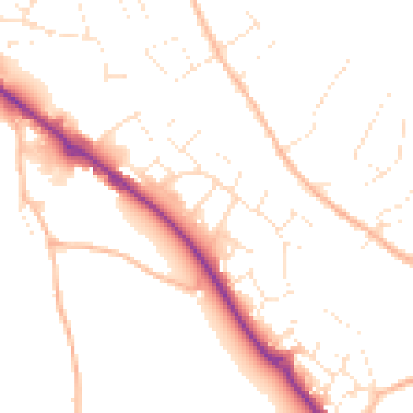 Daytime road noise heatmap for PL19 9DW