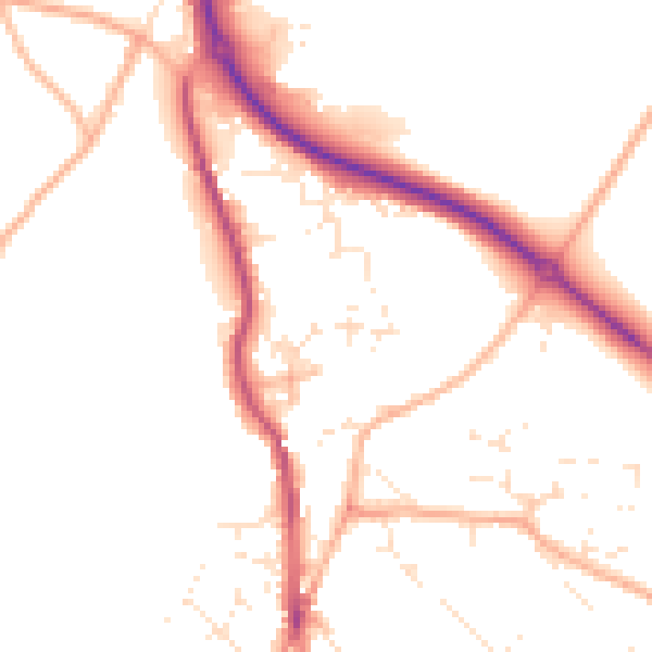 Daytime road noise heatmap for PL25 3RU