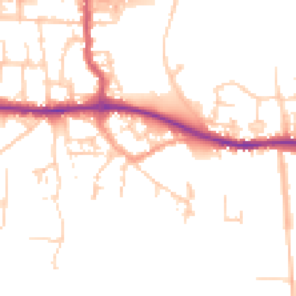 Daytime road noise heatmap for PO10 7BL