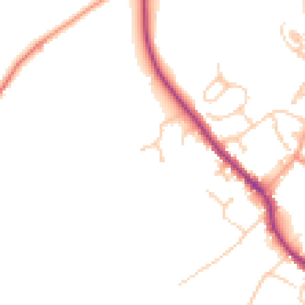 Daytime road noise heatmap for PO17 5PT