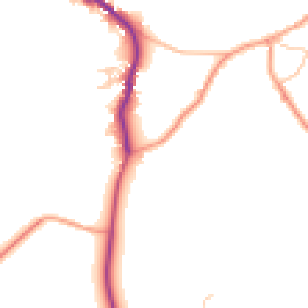 Daytime road noise heatmap for PO18 0AD