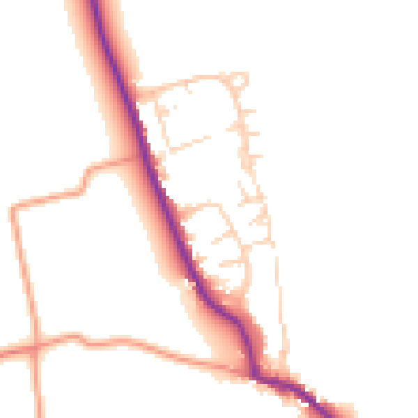 Daytime road noise heatmap for PO18 0BX
