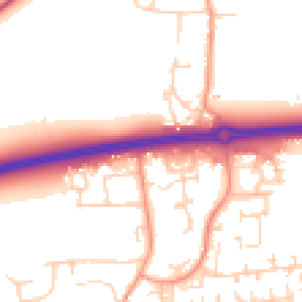 Daytime road noise heatmap for PO18 0DU