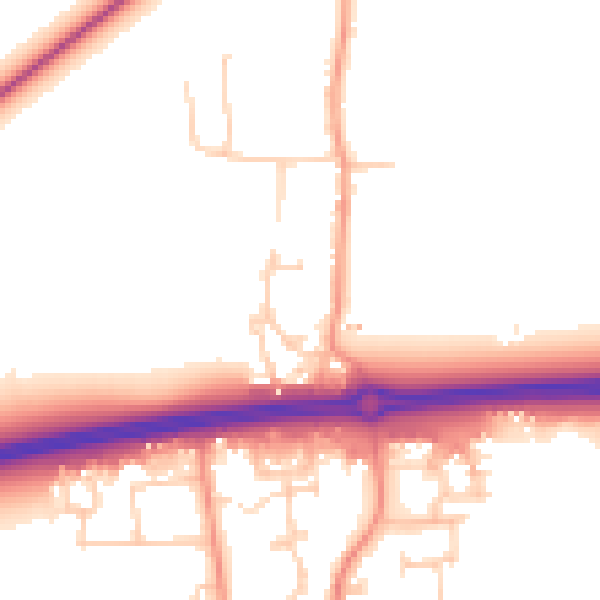 Daytime road noise heatmap for PO18 0ER