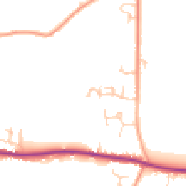 Daytime road noise heatmap for PO18 8FE