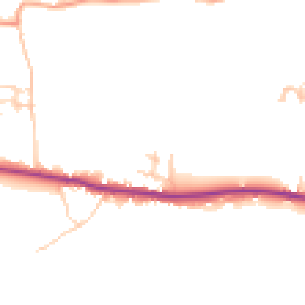 Daytime road noise heatmap for PO18 8FY