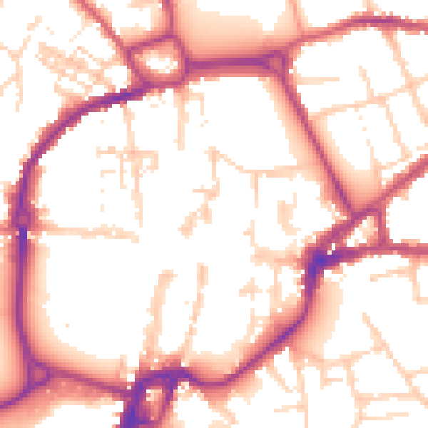 Daytime road noise heatmap for PO19 1AF