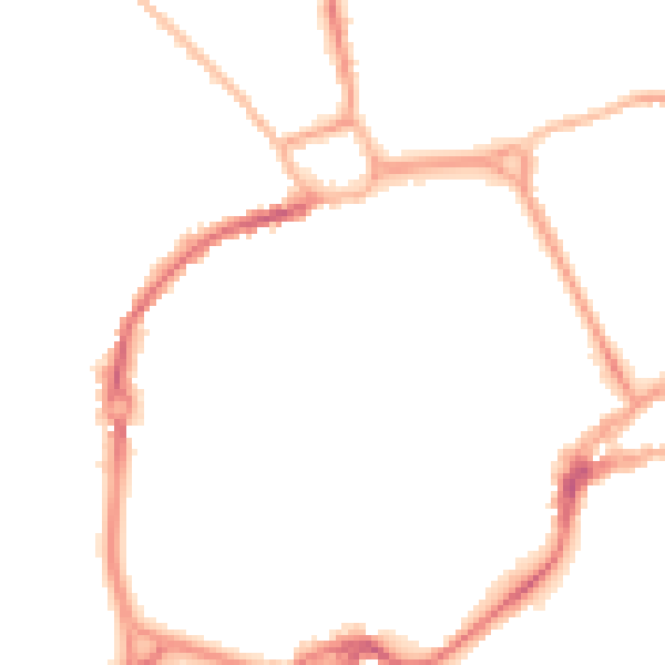 Night-time road noise heatmap for PO19 1AN