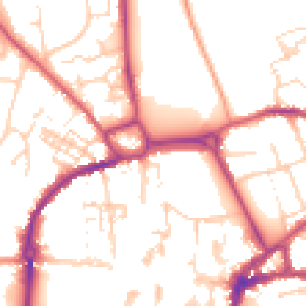 Daytime road noise heatmap for PO19 1AR